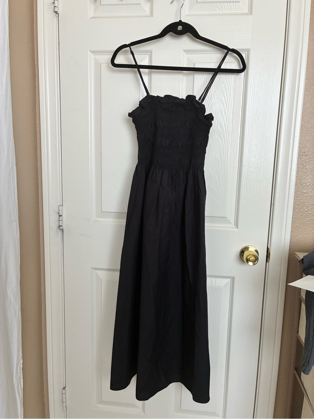 Black Smocked Spaghetti Strap Summer Dress